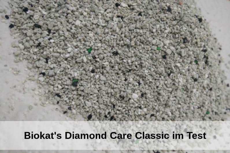 Das Biokat's Diamond Care Classic besteht aus grauem Bentonit, schwarzer Aktivkohle und grüner Aloe Vera